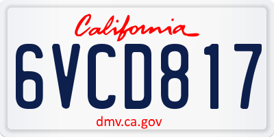 CA license plate 6VCD817