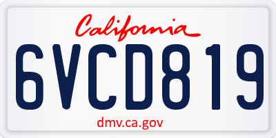 CA license plate 6VCD819