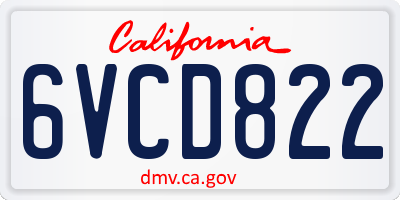 CA license plate 6VCD822