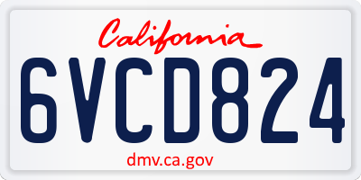 CA license plate 6VCD824