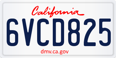 CA license plate 6VCD825