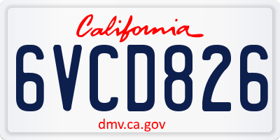 CA license plate 6VCD826