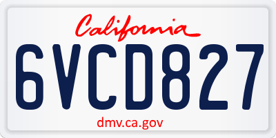 CA license plate 6VCD827