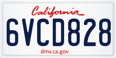 CA license plate 6VCD828