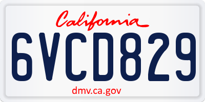 CA license plate 6VCD829
