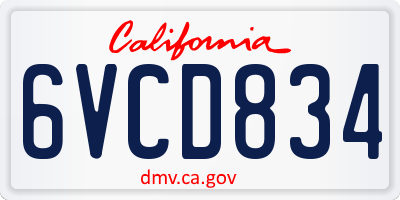 CA license plate 6VCD834