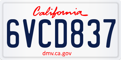CA license plate 6VCD837