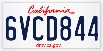 CA license plate 6VCD844