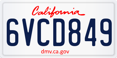 CA license plate 6VCD849