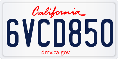 CA license plate 6VCD850