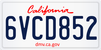 CA license plate 6VCD852