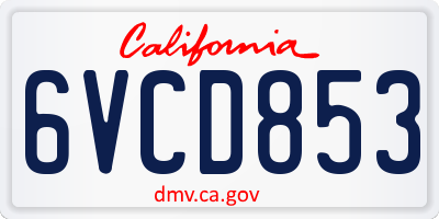 CA license plate 6VCD853