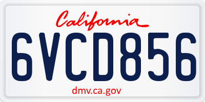 CA license plate 6VCD856