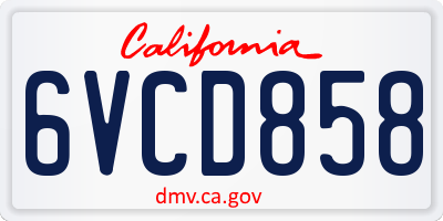CA license plate 6VCD858