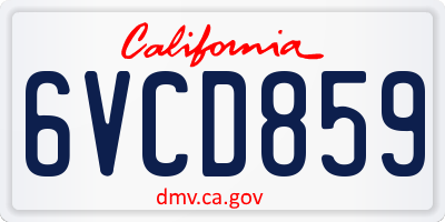 CA license plate 6VCD859