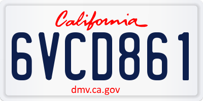 CA license plate 6VCD861
