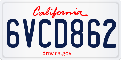 CA license plate 6VCD862