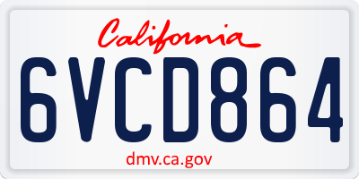 CA license plate 6VCD864