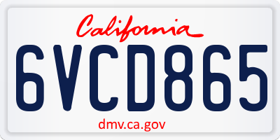 CA license plate 6VCD865