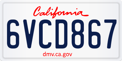 CA license plate 6VCD867