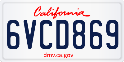 CA license plate 6VCD869