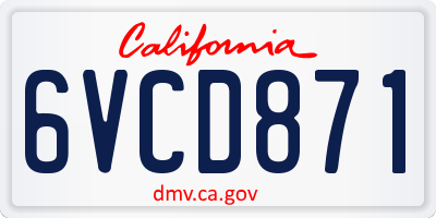 CA license plate 6VCD871