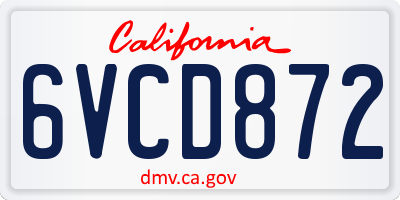 CA license plate 6VCD872