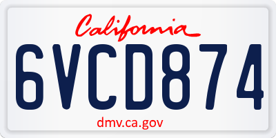 CA license plate 6VCD874