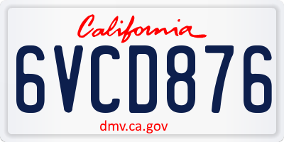 CA license plate 6VCD876