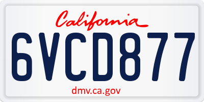 CA license plate 6VCD877
