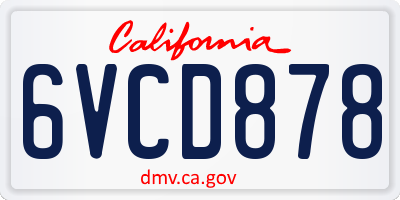 CA license plate 6VCD878