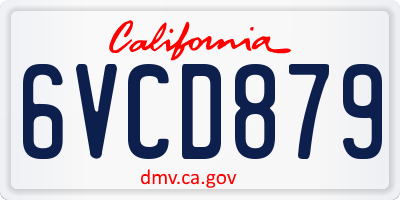 CA license plate 6VCD879