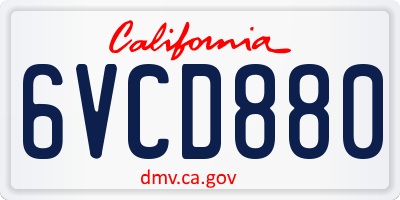 CA license plate 6VCD880