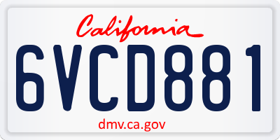 CA license plate 6VCD881