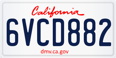 CA license plate 6VCD882