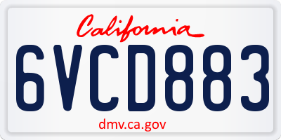 CA license plate 6VCD883