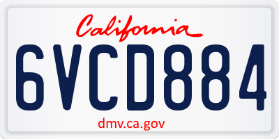 CA license plate 6VCD884