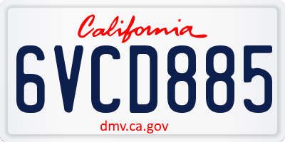 CA license plate 6VCD885
