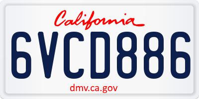 CA license plate 6VCD886