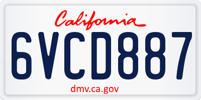 CA license plate 6VCD887