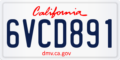 CA license plate 6VCD891