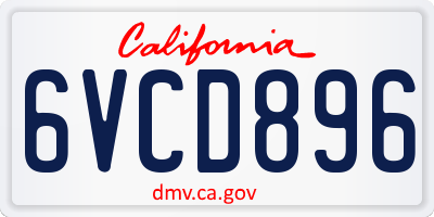 CA license plate 6VCD896