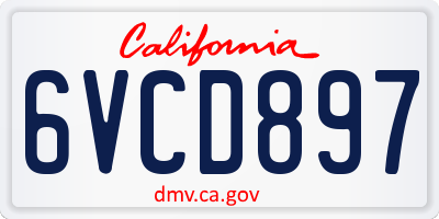 CA license plate 6VCD897