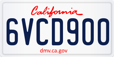 CA license plate 6VCD900