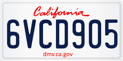 CA license plate 6VCD905