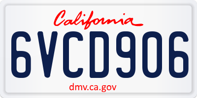 CA license plate 6VCD906
