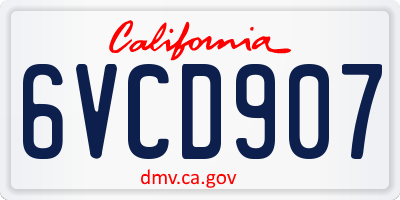 CA license plate 6VCD907
