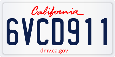 CA license plate 6VCD911