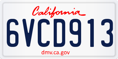 CA license plate 6VCD913