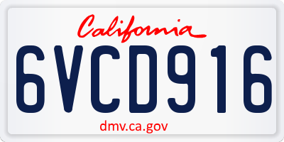 CA license plate 6VCD916